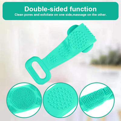 Silicone Bath Body Brush, Exfoliating Lengthen Silicone Body Back Scrubber double sided function