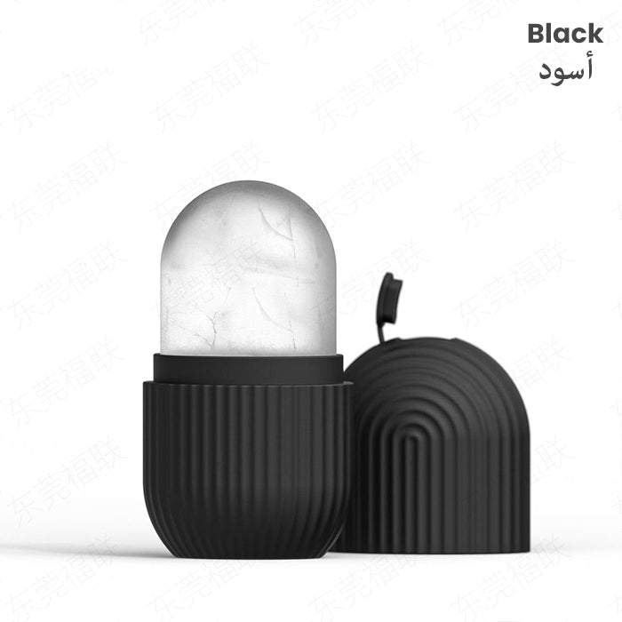 Silicone Ice Roller Massager - Reusable Ice Cube Holder, Skin Care Tool for Glowing Skin black