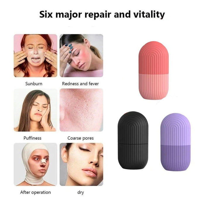 Silicone Ice Roller Massager - Reusable Ice Cube Holder, Skin Care Tool for Glowing Skin for major repair and vitality