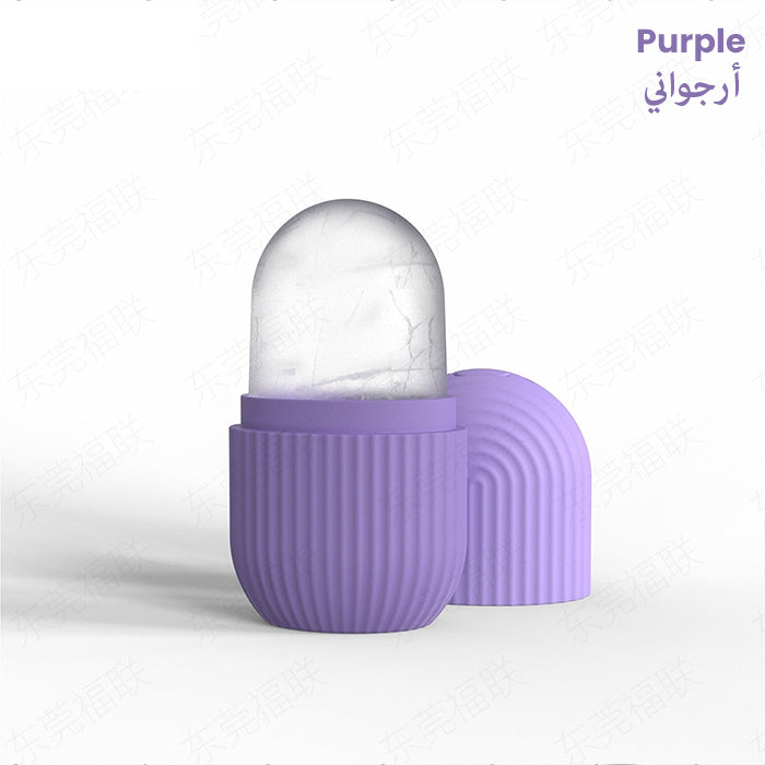 Silicone Ice Roller Massager - Reusable Ice Cube Holder, Skin Care Tool for Glowing Skin purple