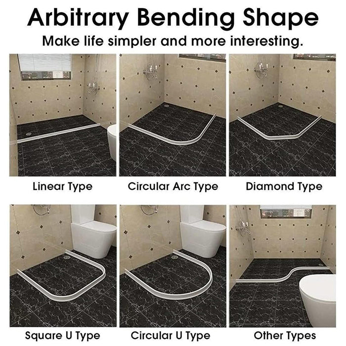 Silicone Shower Water Sealing Strip for Bathroom Kitchen Basin Water Separator bending shape