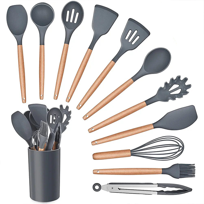 Silicone kitchen utensil set, non-stick, heat-resistant, and easy to clean