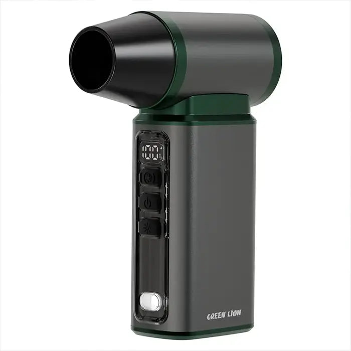 Green Lion air blower close-up design with control buttons and nozzle detail in Homesouq Qatar