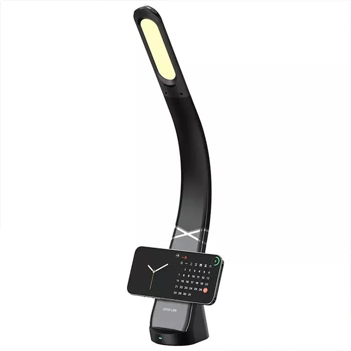 Black Green Lion LED desk lamp with digital clock display and flexible neck Qatar Homesouq Qatar