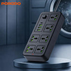 porodo power strip product display on modern background with multiple sockets Homesouq Qatar