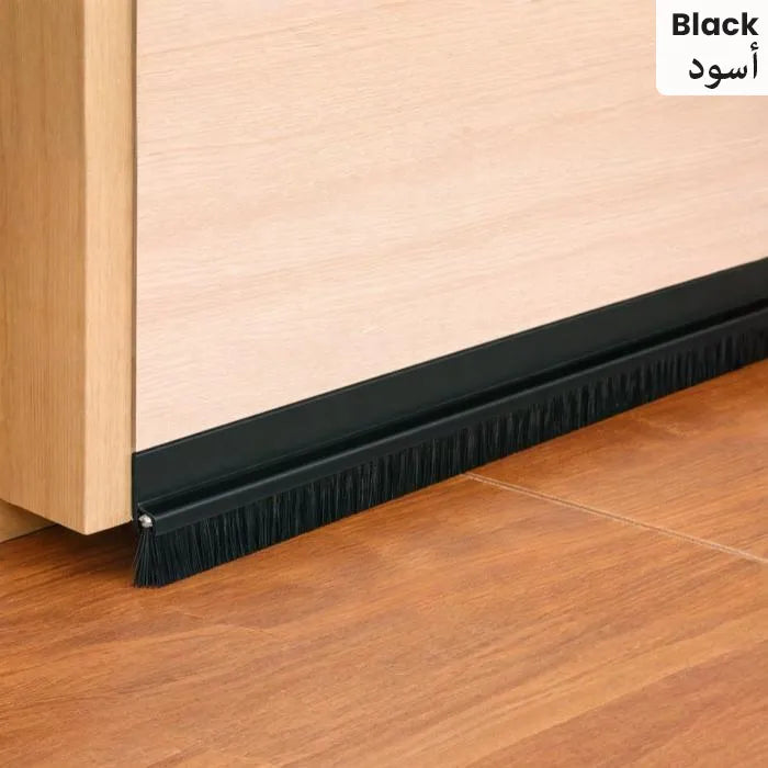 Door bottom brush seal in black color fitted under door for sealing gaps  Homesouq Qatar