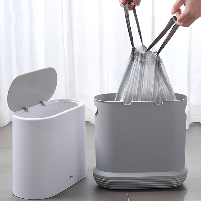 Small Drawstring Trash Bags 4 Gallon Tear-Free Gray Garbage Bags Separated Unscented for Bathroom Kitchen