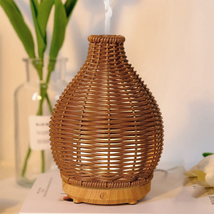 Small Humidifier Diffuser Natural Rattan Essential Oil Diffuser For Aromatherapy