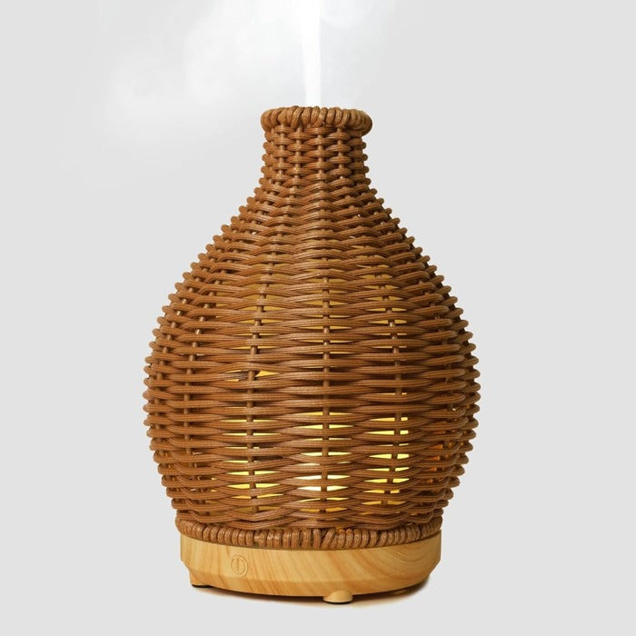 Small Humidifier Diffuser Natural Rattan Essential Oil Diffuser For Aromatherapy Compact & Stylish Design