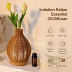 Small Humidifier Diffuser Natural Rattan Essential Oil Diffuser For Aromatherapy night light
