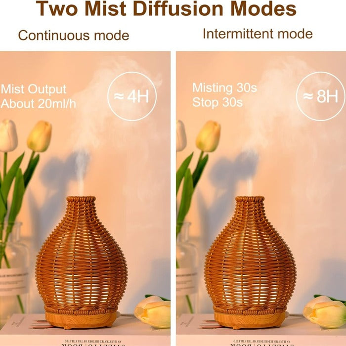 Small Humidifier Diffuser Natural Rattan Essential Oil Diffuser For Aromatherapy two mist diffusion modes