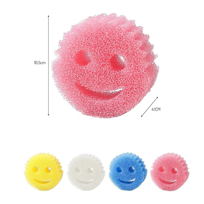 Colorful smiley face scrubbers dish washing sponge set, durable cleaning sponge scrub sponge for kitchen use Qatar