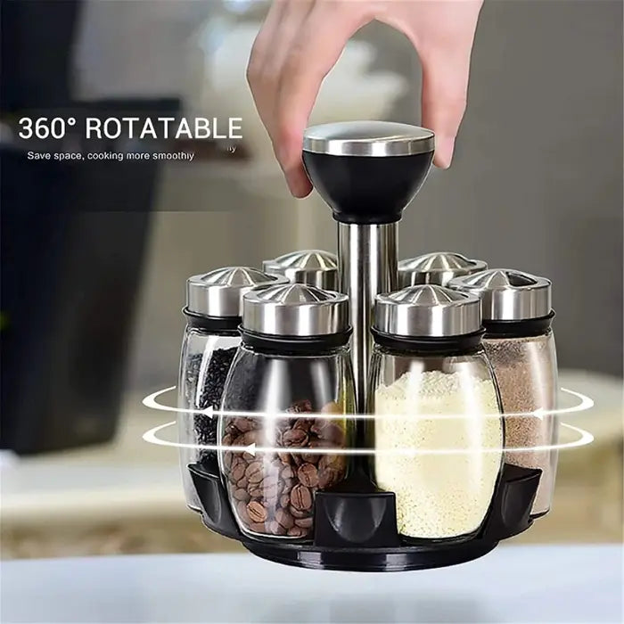 360 degree rotating spice rack jar system for easy access cooking in Homesouq Qatar