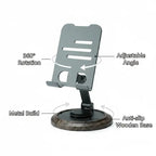 Adjustable mobile stand with anti-slip wooden base and 360 rotation feature in Homesouq Qatar