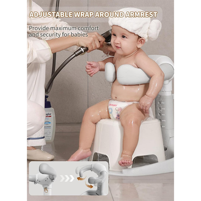 Adjustable wrap around armrest on baby bath stand providing comfort and infant bath support Qatar