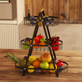 3 tier fruit basket filled with fresh fruits on kitchen counter in Homesouq Qatar