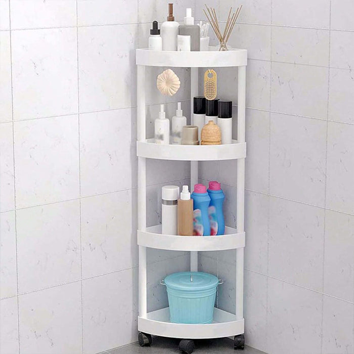 4-tier corner storage rack with wheels for kitchen and bathroom organization in Qatar