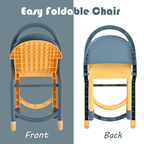 Easy foldable kids chair front and back view showing compact storage design Qatar