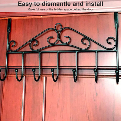 Space Saving Drill - Free Door Mount Stainless Steel Door Hanger With 7 Hooks easy to install