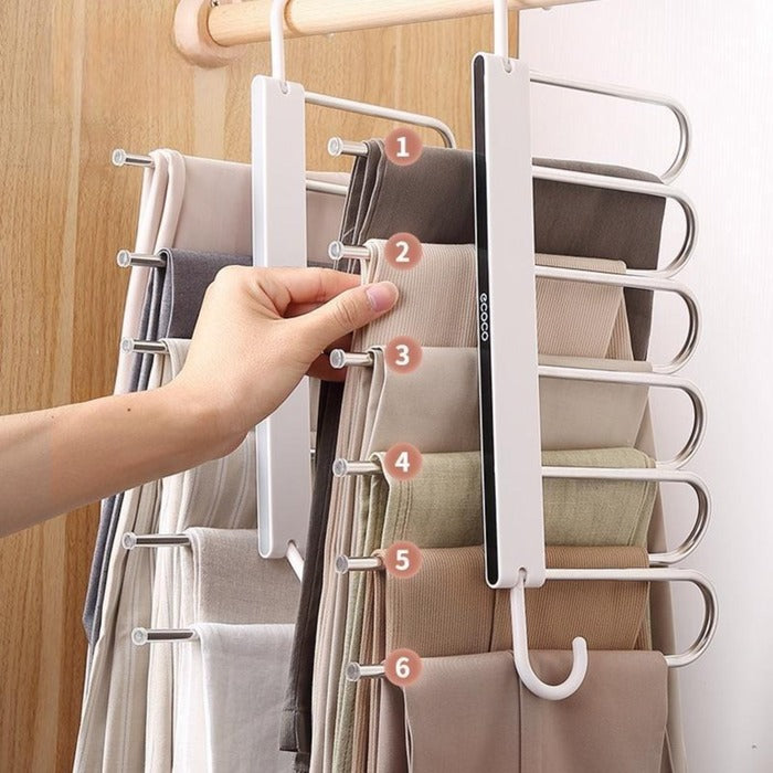 Space Saving Wardrobe Hanger, Clothes Hangers Folding Pant Hanger 6 layer