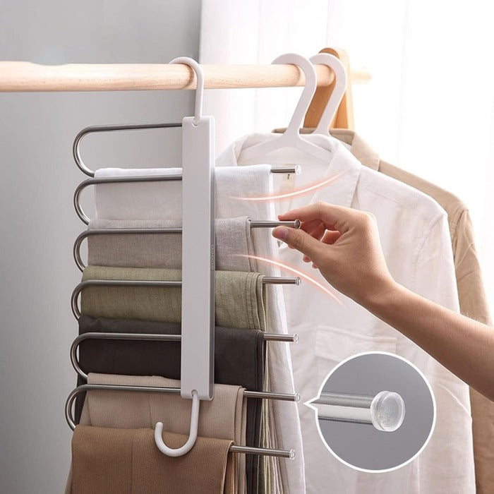 Space Saving Wardrobe Hanger, Clothes Hangers Folding Pant Hanger Foldable & Adjustable 