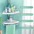 Space saving wall mounted shower corner shelf rack, adjustable design by Homesouq Qatar