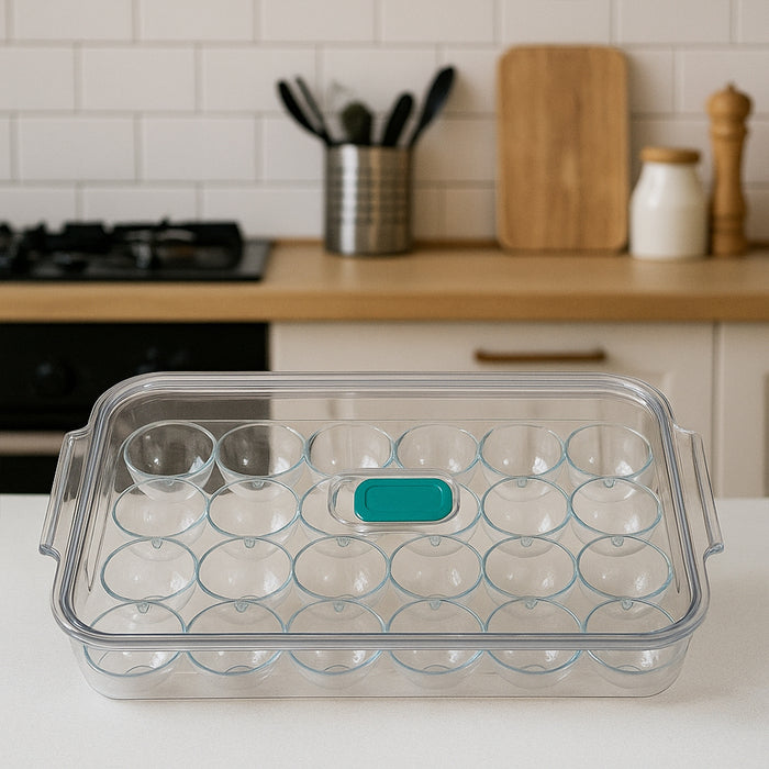 Spacious Transparent Egg Holder with Protective Lid Keep Eggs Fresh saving space