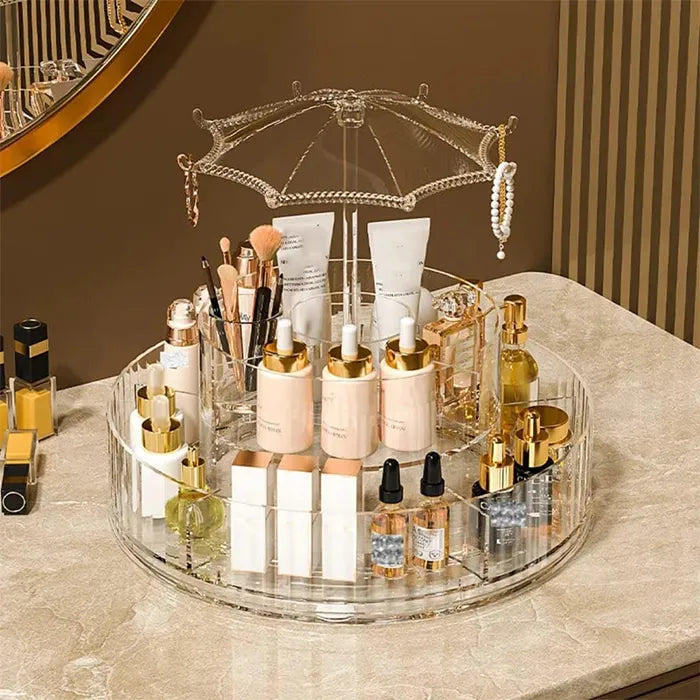 large capacity cosmetic stand organizer holding skincare and makeup products Homesouq Qatar