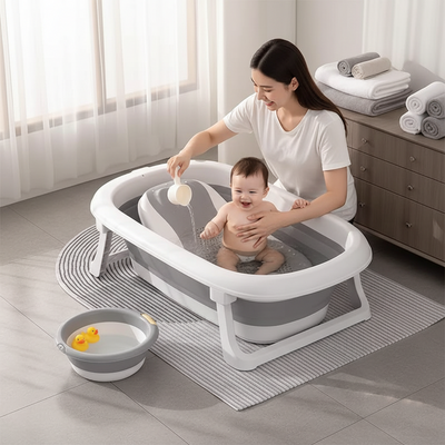 Foldable bathtub with baby seat for safe and comfortable bathing at home in Qatar
