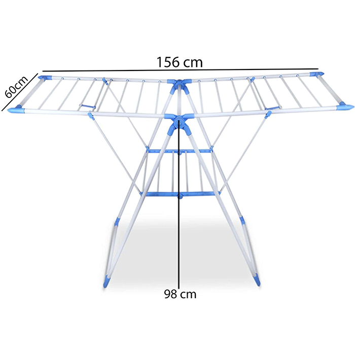 Heavy duty foldable cloth drying stand with 156 cm wide drying rack dimensions for home laundry use Qatar