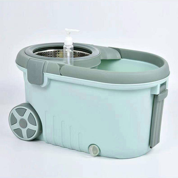 Spin Mop Bucket Set | Stainless Steel Basket Home Cleaner| Microfiber Absorbent Mop Heads