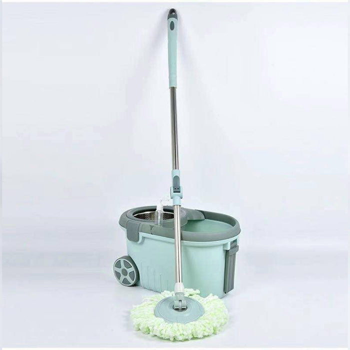 Spin Mop Bucket Set | Stainless Steel Basket Home Cleaner| Microfiber Absorbent Mop Heads Durable