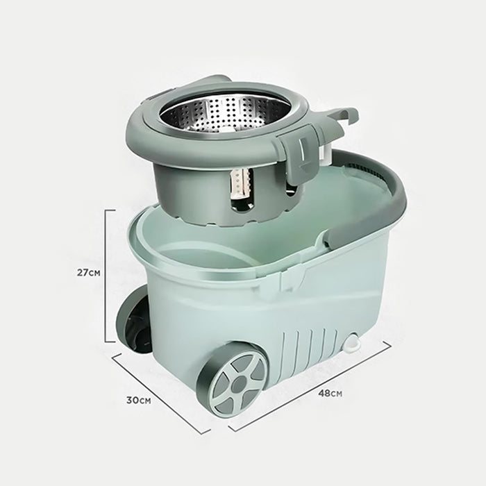 Spin Mop Bucket Set | Stainless Steel Basket Home Cleaner| Microfiber Absorbent Mop Heads dimensions