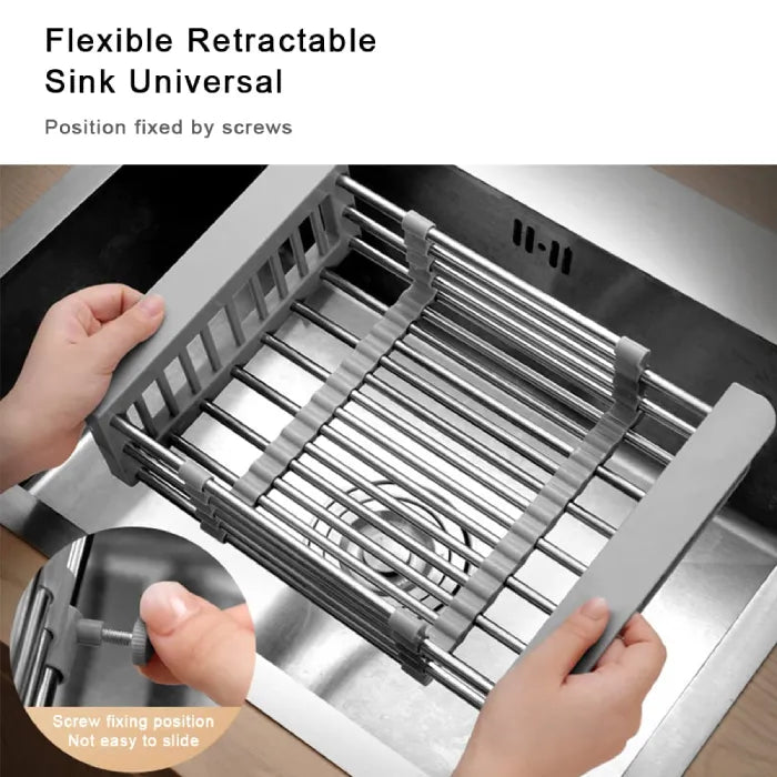 Adjustable dish rack with screw lock fixing system for secure sink placement in Homesouq Qatar
