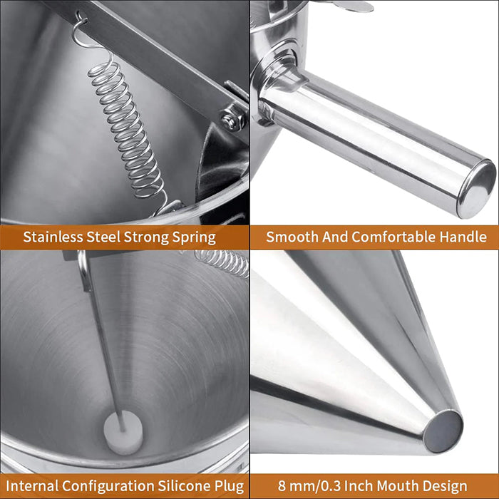 Premium Stainless Steel Batter Funnel Dispenser With Stand stainless steel