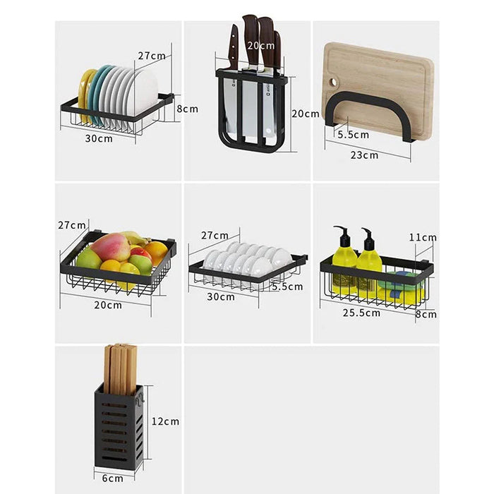 Over The Sink Dish Drying Rack - Adjustable Width Space Saver - with Cutlery, Knives Holders Spatula Hooks item dimensions