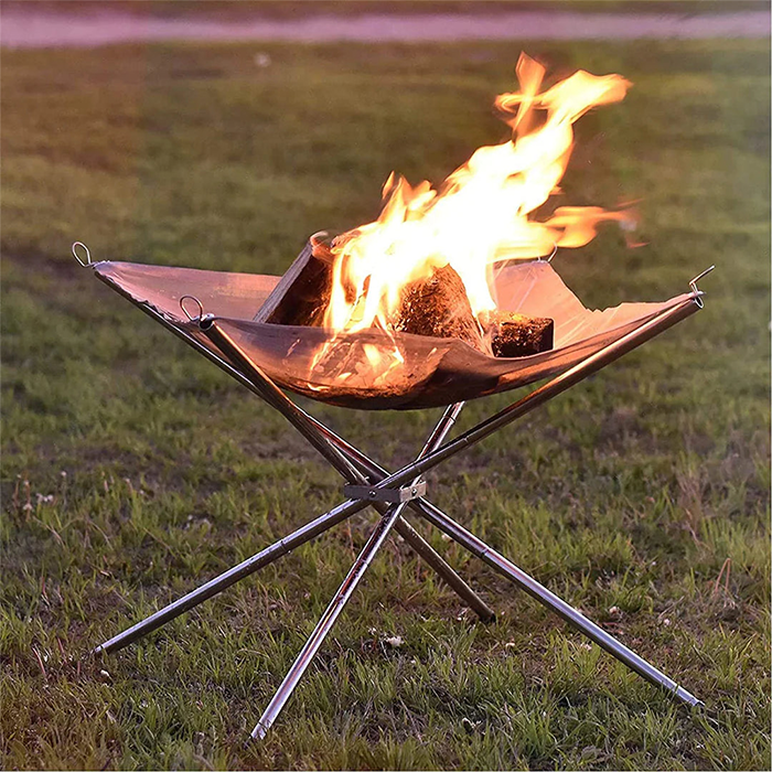 Stainless Steel Fire Pit with Carry Bag - Folding Camping Fire Stand Rack for Outdoor Cooking, Picnic, Garden