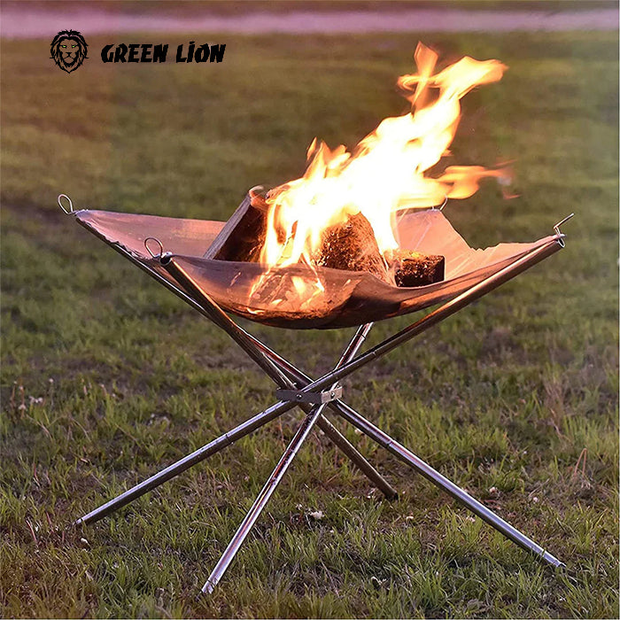 Stainless Steel Fire Pit with Carry Bag - Folding Camping Fire Stand Rack for Outdoor Cooking, Picnic, Garden Homesouq Qatar