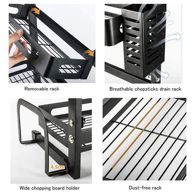 Stainless Steel Spice Rack, Kitchen Storage Countertop Organizer, Storage Basket with Cutlery Holder uses