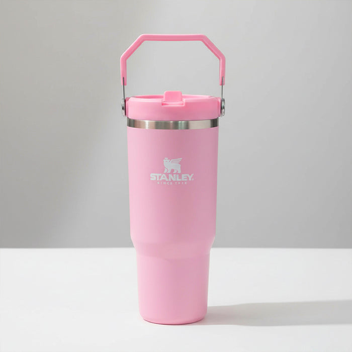 Stanley IceFlow Flip Straw Tumbler with Handle 30 oz | Twist On Lid and Flip Up Straw Cherry pink durable