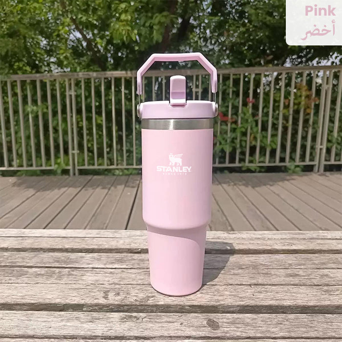 Stanley IceFlow Flip Straw Tumbler with Handle 30 oz | Twist On Lid and Flip Up Straw pink