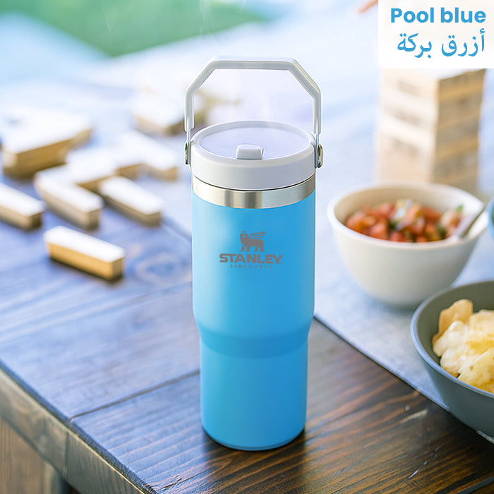 Stanley IceFlow Flip Straw Tumbler with Handle 30 oz | Twist On Lid and Flip Up Straw pool blue