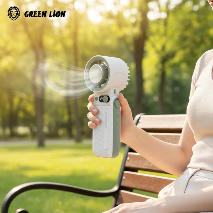 Greenlion handheld cooling device used outdoors delivering fresh airflow in Homesouq Qatar