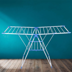 Heavy duty cloth drying stand placed indoors with wide drying rack wings for multiple garments Qatar