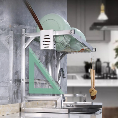 Reinforced triangular support of over sink kitchen dish rack for stable installation Qatar