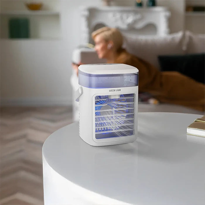 Small air cooler placed on table in living room environment homesouq Qatar