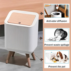 Modern one touch trash bin with wooden lid and legs for home use in Qatar
