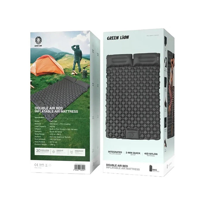 Double air mattress with built-in foot pump and waterproof surface for camping in Qatar