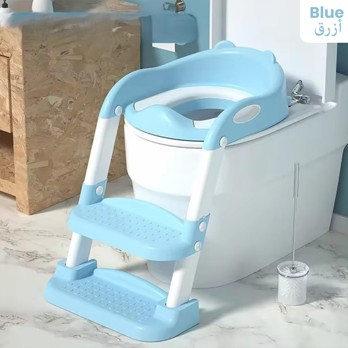Toilet Potty Trainer Seat with Step and Ladder, Comfortable Seat, Anti‐Slip Ladder Pads blue
