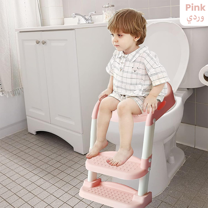 Toilet Potty Trainer Seat with Step and Ladder, Comfortable Seat, Anti‐Slip Ladder Pads pink
